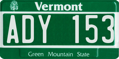 VT license plate ADY153