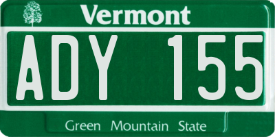 VT license plate ADY155