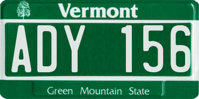 VT license plate ADY156