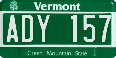 VT license plate ADY157