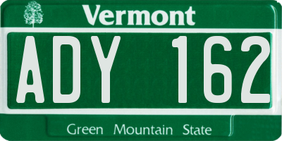 VT license plate ADY162