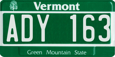 VT license plate ADY163