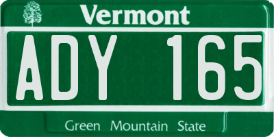 VT license plate ADY165