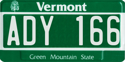 VT license plate ADY166