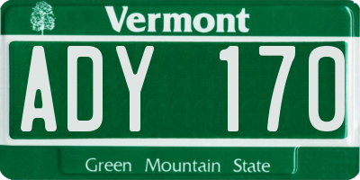 VT license plate ADY170