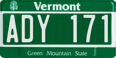 VT license plate ADY171
