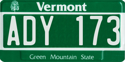 VT license plate ADY173