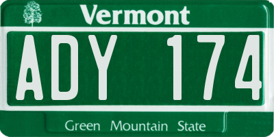 VT license plate ADY174