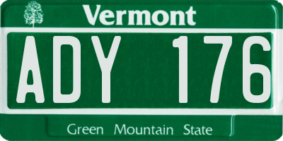 VT license plate ADY176