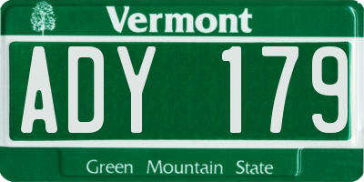 VT license plate ADY179