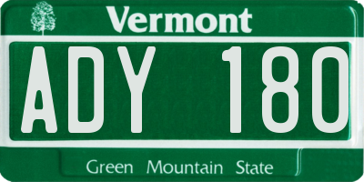 VT license plate ADY180