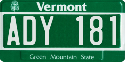 VT license plate ADY181