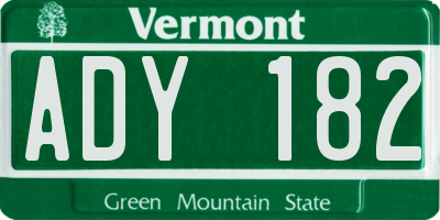 VT license plate ADY182