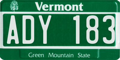 VT license plate ADY183
