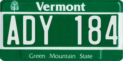 VT license plate ADY184