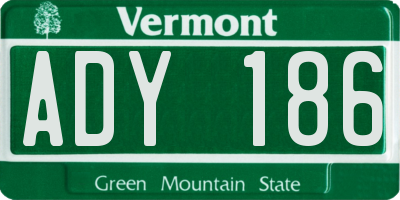VT license plate ADY186