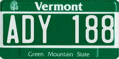 VT license plate ADY188