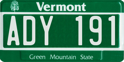 VT license plate ADY191