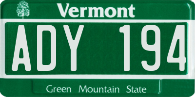VT license plate ADY194