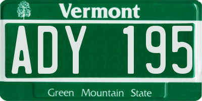 VT license plate ADY195