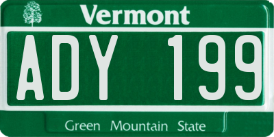 VT license plate ADY199