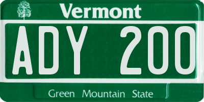 VT license plate ADY200