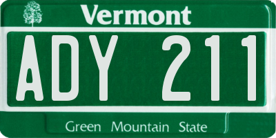 VT license plate ADY211
