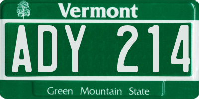 VT license plate ADY214
