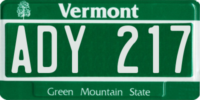 VT license plate ADY217
