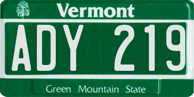 VT license plate ADY219