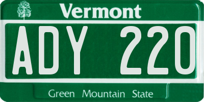 VT license plate ADY220
