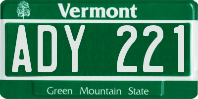 VT license plate ADY221