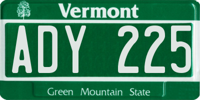 VT license plate ADY225