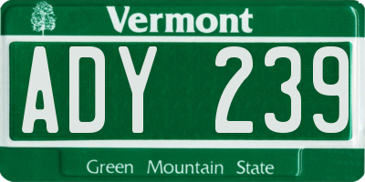 VT license plate ADY239