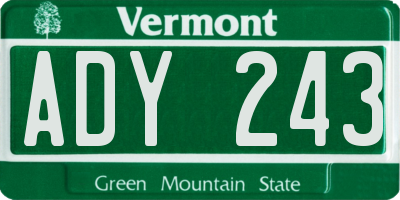 VT license plate ADY243
