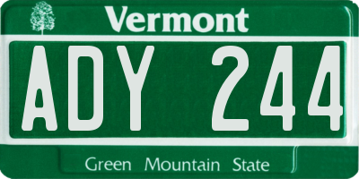 VT license plate ADY244
