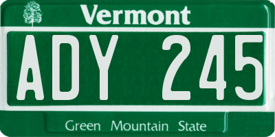VT license plate ADY245