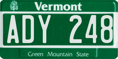 VT license plate ADY248