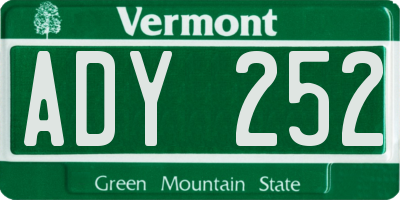 VT license plate ADY252