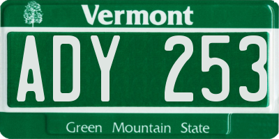 VT license plate ADY253