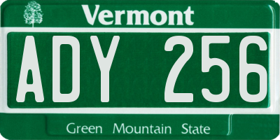 VT license plate ADY256