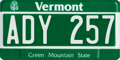 VT license plate ADY257