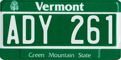 VT license plate ADY261