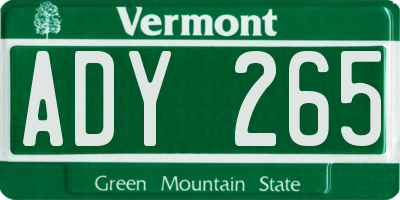 VT license plate ADY265