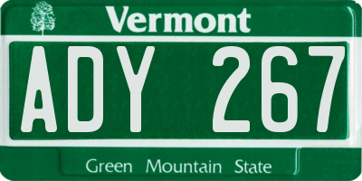 VT license plate ADY267
