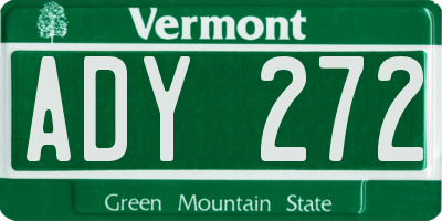 VT license plate ADY272