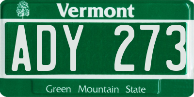 VT license plate ADY273
