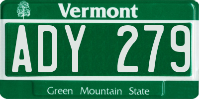 VT license plate ADY279