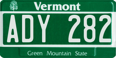 VT license plate ADY282
