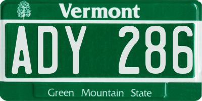 VT license plate ADY286